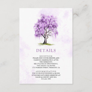 Lila Wisteria-Blumenbaum-Hochzeitsdetails Begleitkarte