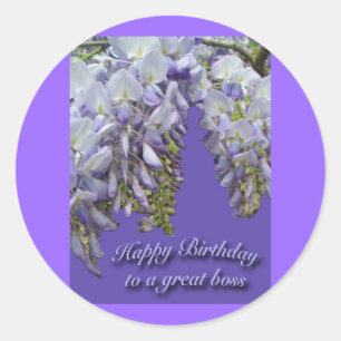 Lila Wisteria Boss Happy Birthday Sticker