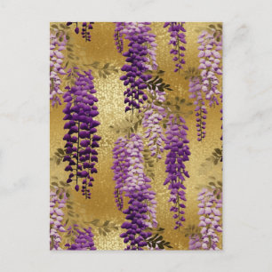 Lila Wisteria Chiyogami Postkarte