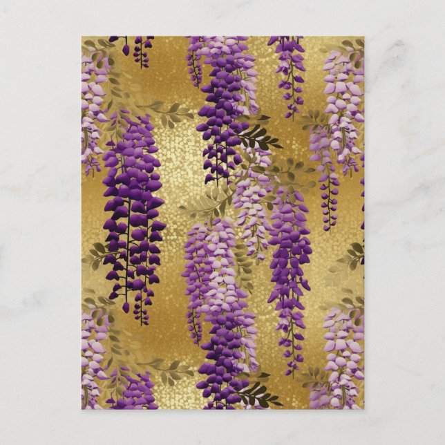 Lila Wisteria Chiyogami Postkarte (Vorderseite)