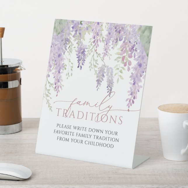 Lila Wisteria Favorite Family Tradition Spiel Sockelschild (In SItu)