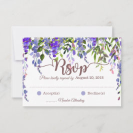 Lila Wisteria floral Drop RSVP Karte