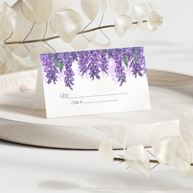 Lila Wisteria Floral Wedding Empfang Platzkarte (Von Creator hochgeladen)