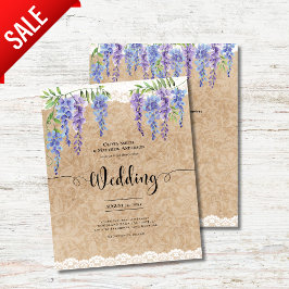 Lila Wisteria Floral Wedding Rustic Kraft Lace