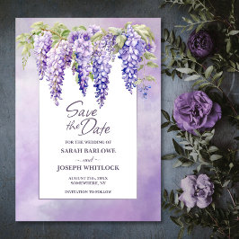 Lila Wisteria Floral Wedding Save the Date