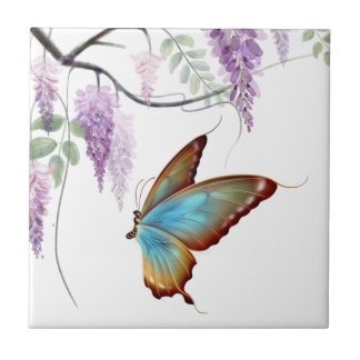 Lila Wisteria Flowy Blume Butterfly Fliese