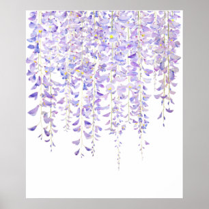lila Wisteria in blühender Wasserfarbe 2021 Poster