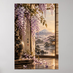 Lila Wisteria-Mount Fuji-Garten-Wandkunst Poster