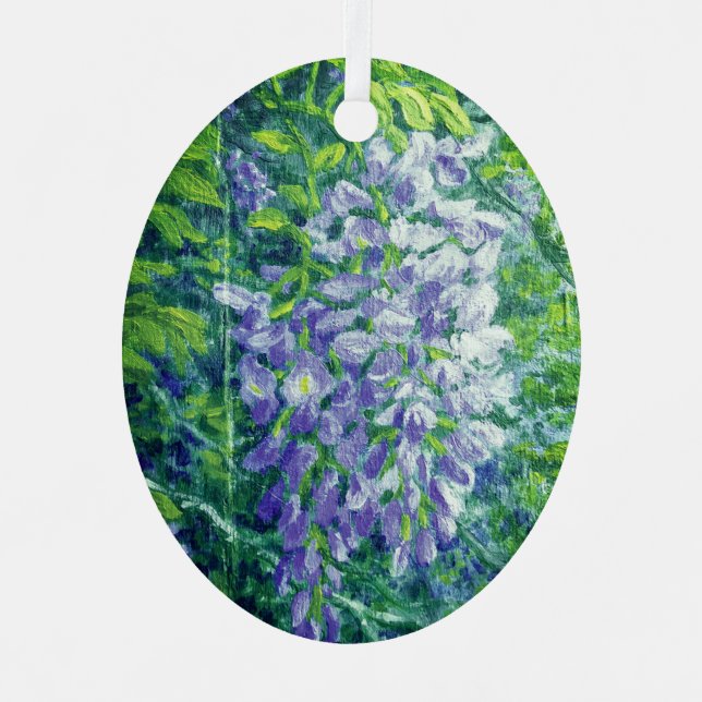 Lila Wisteria Ornament Aus Metall (Vorderseite)