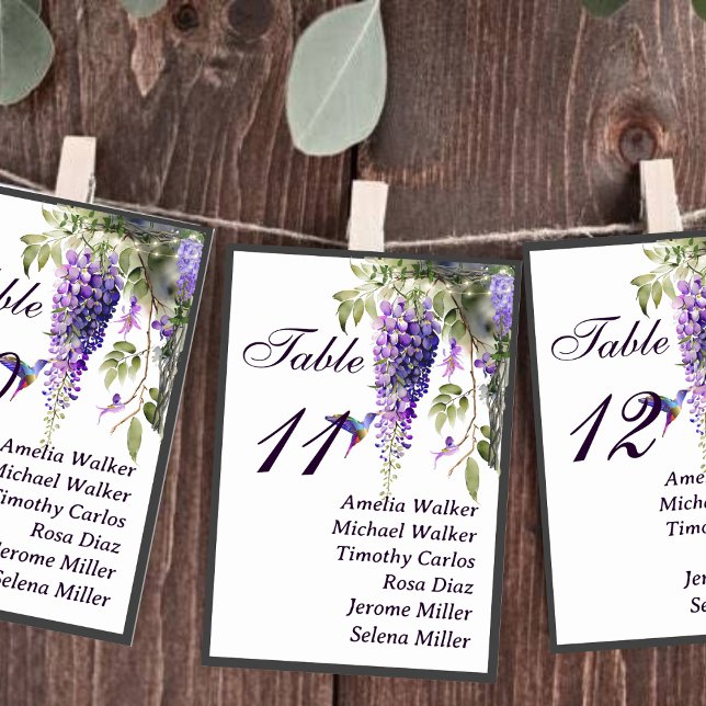 Lila Wisteria Themed Wedding Table Cards Tischnummer (Von Creator hochgeladen)