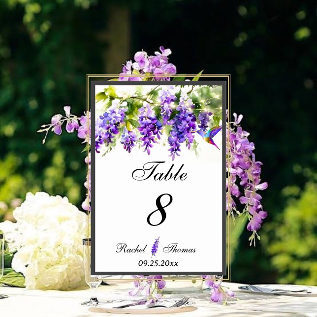 Lila Wisteria Themed Wedding Tischnummer (Von Creator hochgeladen)