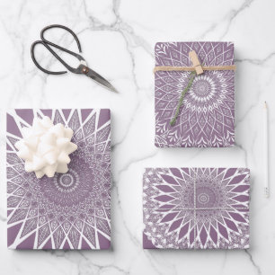 Lila Wisteria Tristyns Mandala Geschenkpapier Set