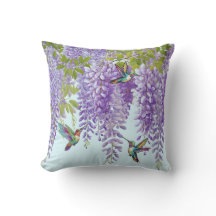 Lila Wisteria und Hummingvögel