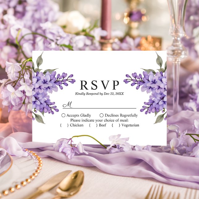 Lila Wisteria Wedding RSVP Card (Von Creator hochgeladen)