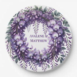 Lila Wisteria Wreath Wedding Pappteller