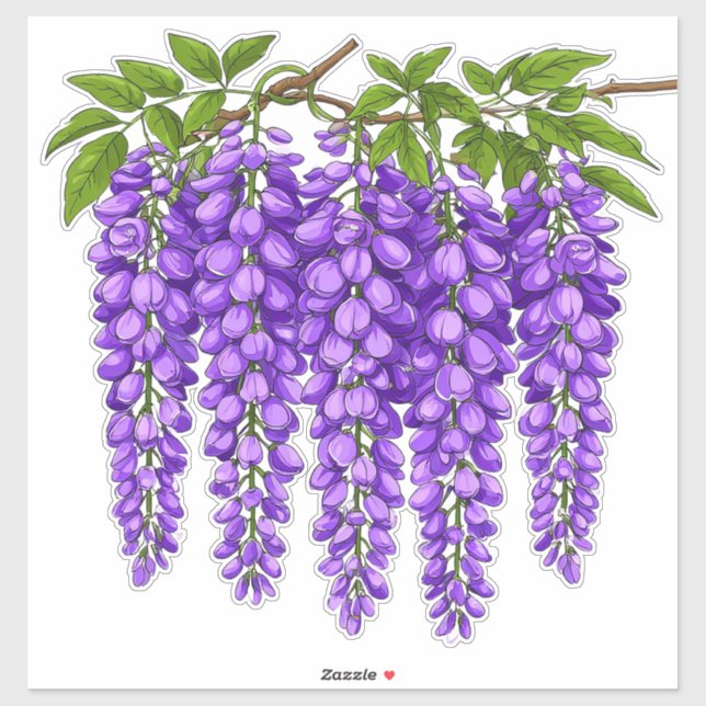 Lila Wisterien-Cluster blühen Aufkleber (Blatt)