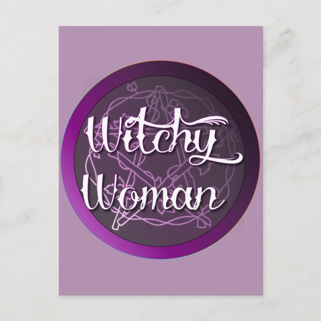 Lila Witchy Woman Postkarte (Vorderseite)