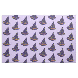 Lila Wizard Hat Yellow Stars Halloween Fabric Stoff