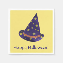 Lila Wizard Hat Yellow Stars Halloween Napkins Serviette