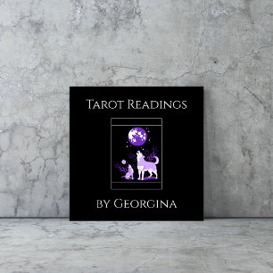 Lila Wolf & Moon Tarot Readings Mystical Witchy Quadratische Visitenkarte