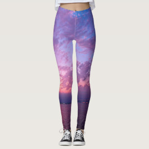 Lila Wolken California Coastal Sunset Foto Leggings