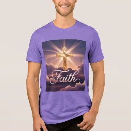Lila Wolken Goldkreuz Glaube Tri-Blend Shirt