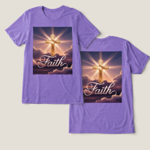 Lila Wolken Goldkreuz Glaube Tri-Blend Shirt