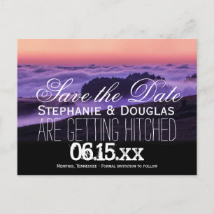 Lila Wolken Sunset Save the Date Postkarten