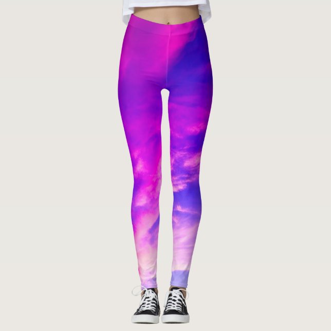Lila Wolken und Blues Leggings (Vorderseite)