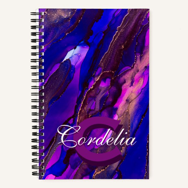 Lila Wolkendecke mit Kupfer Notizbuch (Vorderseite)