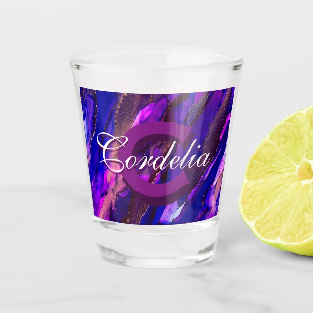 Lila Wolkendecke mit Kupfer Schnapsglas (Vorderseite)