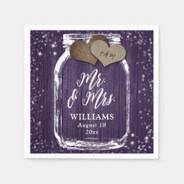 Lila Wood Mason Jar Rustic Mr. & Mrs. Wedding Serviette