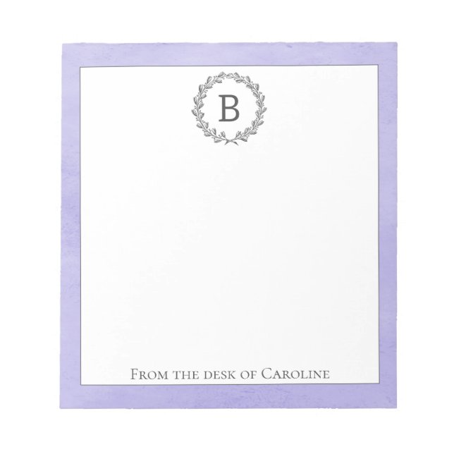 Lila Wraath Monogram Notepad Notizblock (Vorderseite)