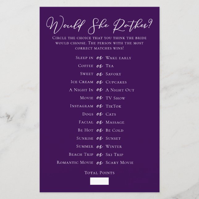 Lila würde sie eher Brautparty spielen (Vorderseite)