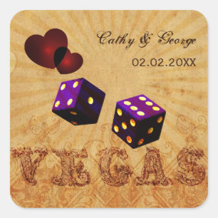 lila Würfel Vintage Vegas Favor Sticker