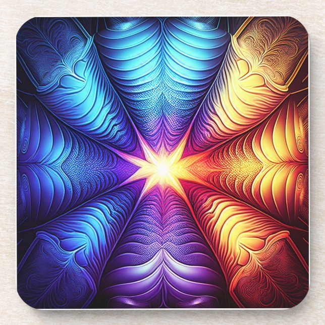 Lila Yellow Blue Lyapunov Fraktal Getränkeuntersetzer (Vorderseite)