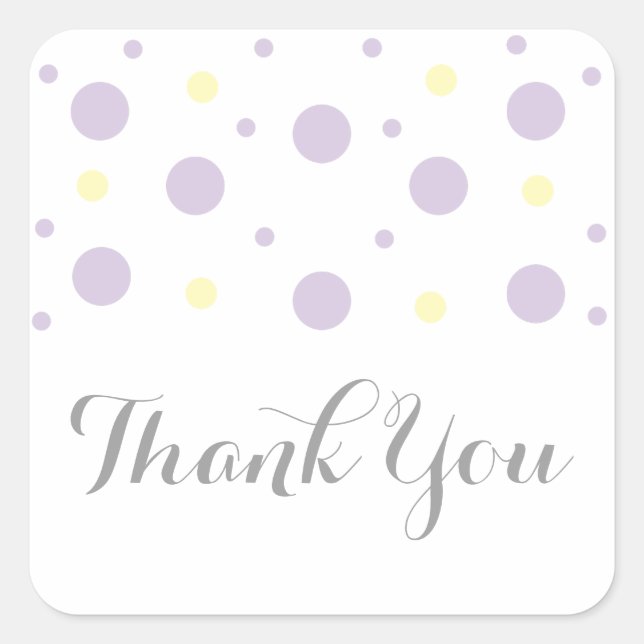 Lila Yellow Confetti Wedding Danke Stickers (Vorderseite)