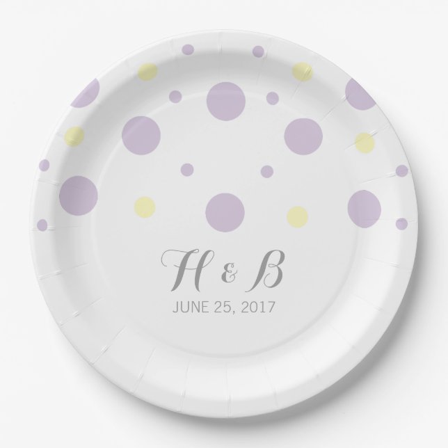 Lila Yellow Confetti Wedding Paper Teller (Vorderseite)
