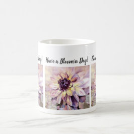 Lila Yellow Dahlia Wasserfarbe Blume Kaffeetasse
