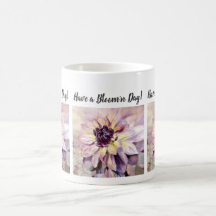 Lila Yellow Dahlia Wasserfarbe Blume Kaffeetasse
