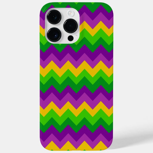 LILA YELLOW GREEN MARDI GRAS ZIG ZAG STRIPES Case-Mate iPhone HÜLLE (Rückseite)