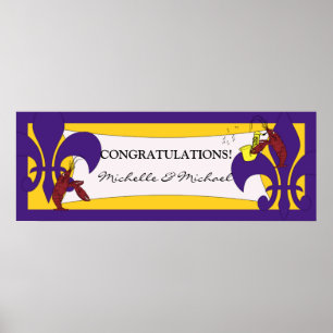 Lila Yellow Lilie Crawfish Party Banner Poster