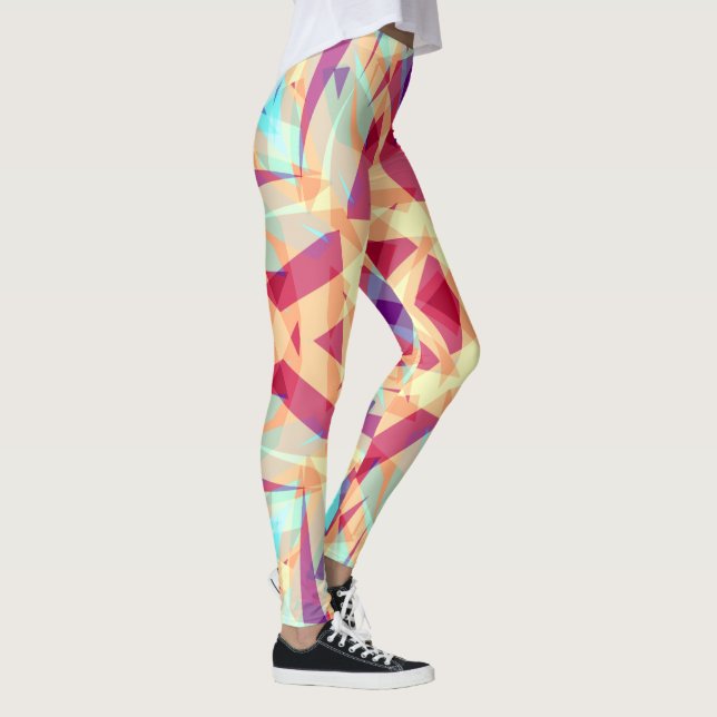Lila Yellow Turquoise Red Geometric Marokkanisch Leggings (Rechts)