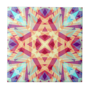 Lila Yellow Turquoise Red Geometric Marokkanischer Fliese