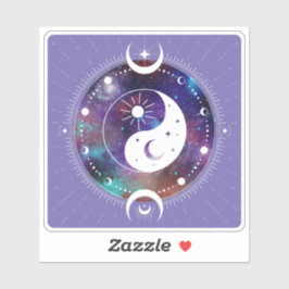 Lila Yin Yang Galaxy und Crescent Moon Sticker