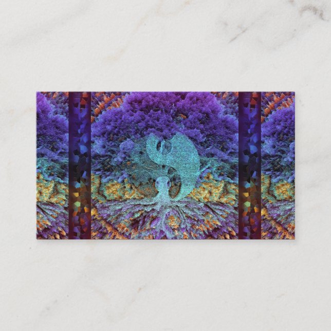 Lila Yin Yang mit Mandala-Herzen Visitenkarte (Vorderseite)