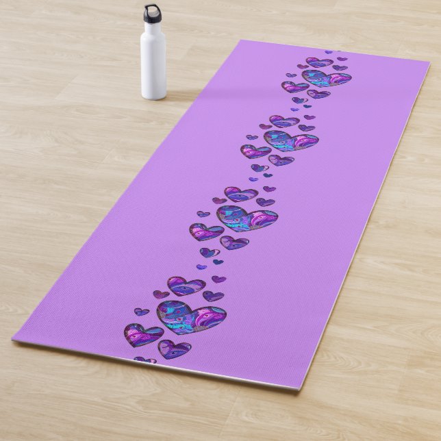 Lila Yoga Mat mit Peacock Pattern Herz Yogamatte (Beispiel)