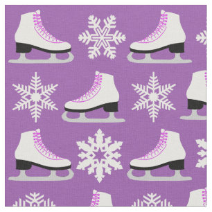 Lila Zahl Skate und Schneeflocke-Weihnachten Stoff