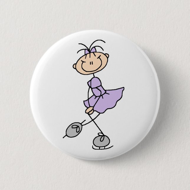 Lila Zahl Skater-Mädchen-Knopf Button (Vorderseite)