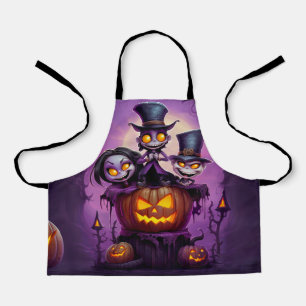 Lila Zauberpagan-Monster niedlich Halloween Schürze